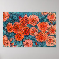 Rote Rosen, Blue Blätter Rose Garden Sommer Blume