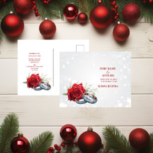 Rote Rosen Blue Wedding Rings Wedding Postkarte