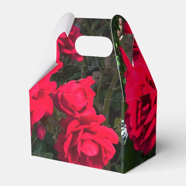 Rote Rosen blühen Geschenkschachtel (Vorderseite)