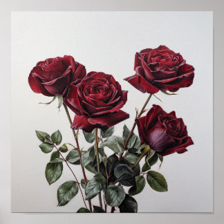 Rote Rosen Blume Art Print Poster