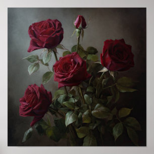 Rote Rosen Blume Art Print Poster