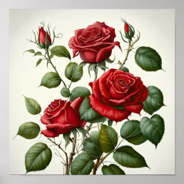 Rote Rosen Blume Art Print Poster