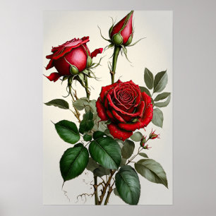 Rote Rosen Blume Art Print Poster