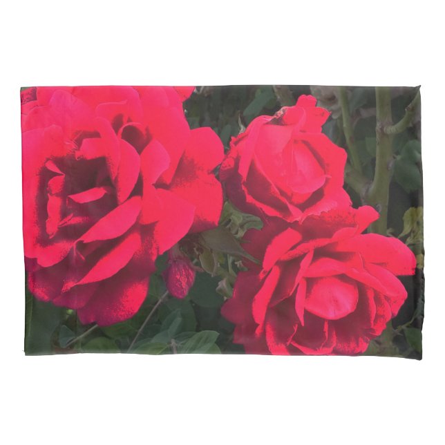 Rote Rosen Blume Kissenbezug (Vorderseite)