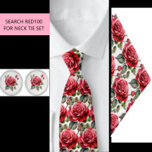 Rote Rosen Blume Neck Tie (Teil des Set) RED100