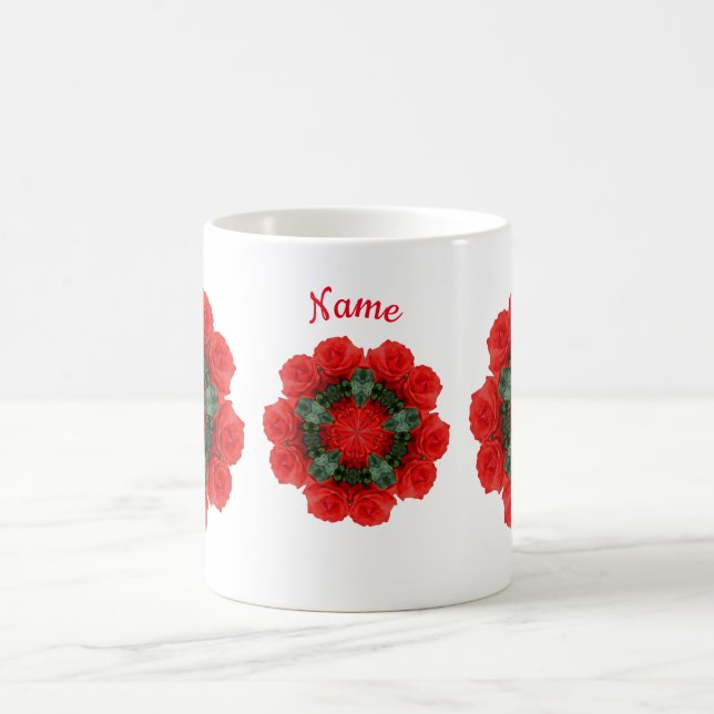 Rote Rosen Blume Personalisiert Kaffeetasse (Mittel)