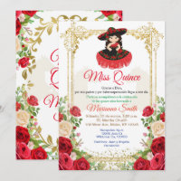 rote Rosen Blume Quinceanera Einladung,
