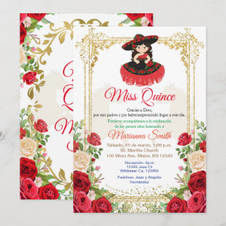 rote Rosen Blume Quinceanera Einladung, Einladung