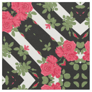Rote Rosen Blume Schwarz-weiß bloral kaleidoskopis Stoff