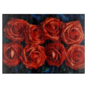 Rote Rosen Blumen Kunst Glas Schneidbrett Schneidebrett