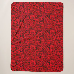 Rote Rosen Blumen Sherpa-Decke Sherpadecke