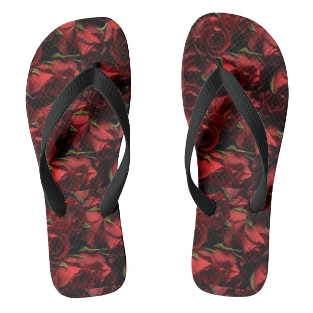 Rote Rosen Blumenbreite Bandbreiten Flip Flops (Fußbett)