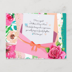 Rote Rosen Blumenbriefumschlag Muttertag Postkarte