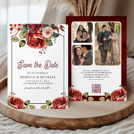 Rote Rosen Blumenkode QR Foto Hochzeit Save The Date