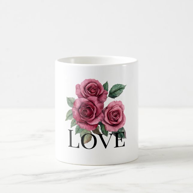 Rote Rosen Blumenkohl Liebe Kaffeetasse (Mittel)