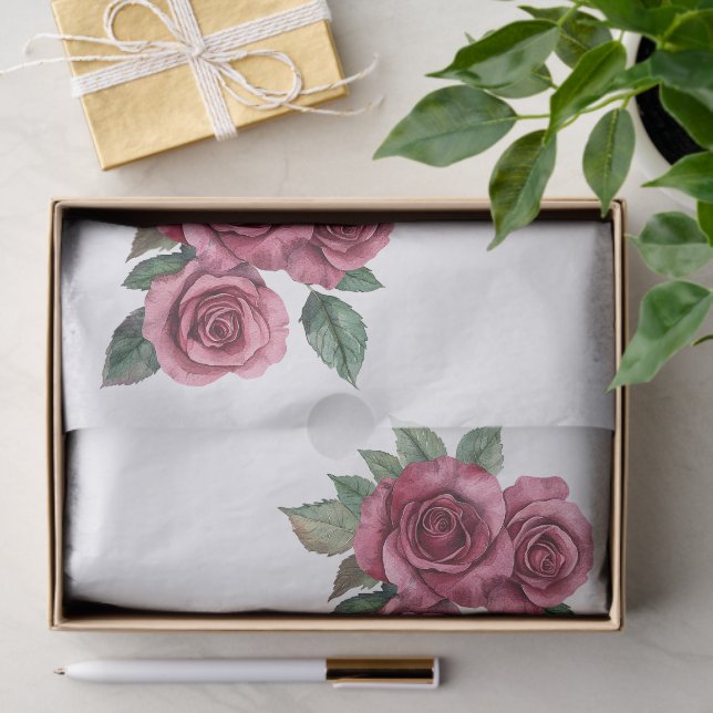 Rote Rosen Blumenkohl Liebe Seidenpapier (Geschenk)