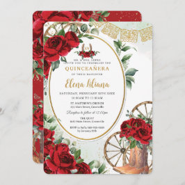 Rote Rosen Blumenkohl Sweet 16 Quinceañera Einladung