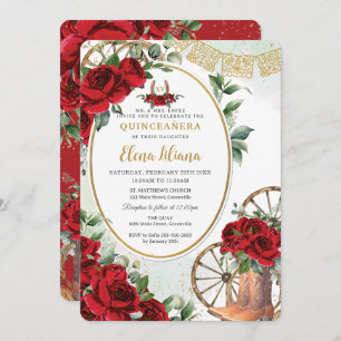 Rote Rosen Blumenkohl Sweet 16 Quinceañera Einladung