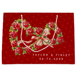 Rote Rosen Blumenkraut Elegant Niedlich Vintag Große Geschenktüte