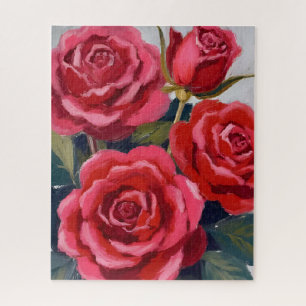 Rote Rosen Blumenmalerei Puzzle