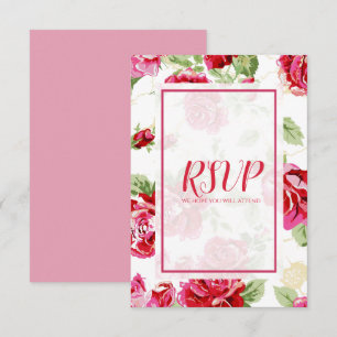 Rote Rosen Blumenprint Merken Sie das Datum RSVP-K RSVP Karte