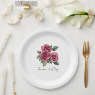 Rote Rosen Blumenromantische Hochzeit Pappteller