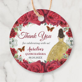 Rote Rosen Blumenschmetterlinge Prinzessin Gelbes Geschenkanhänger