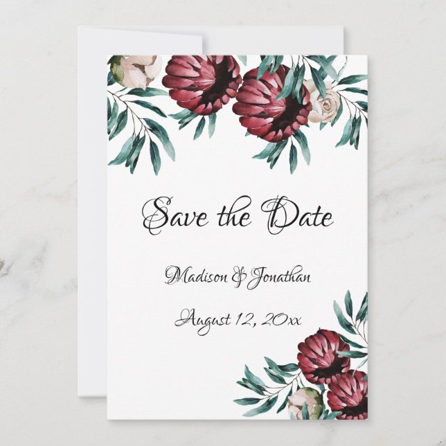 Rote Rosen Blumenschrift Elegant Save The Date