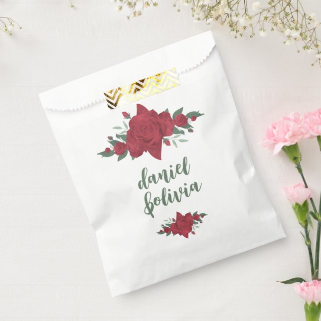 Rote Rosen Boho Wedding Geschenktütchen (Versiegelt)
