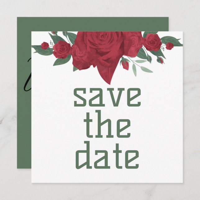 Rote Rosen Boho Wedding Save The Date (Vorne/Hinten)