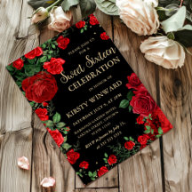 Rote Rosen Border Floral 16 . Geburtstag