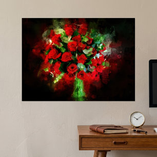 Rote Rosen Bouquet Blume Aquarell - bb Poster