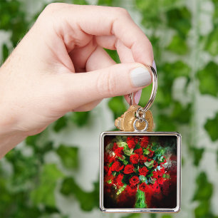 Rote Rosen Bouquet Blume Aquarell - bb Schlüsselanhänger
