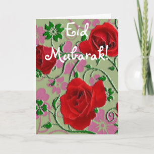 rote Rosen Bouquet Eid Mubarak Karte