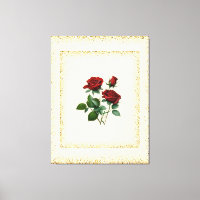 Rote Rosen Bouquet Gerahmt mit Gold Dots Leinwand
