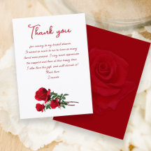 Rote Rosen Brautparty-Geschenk Dankeskarten