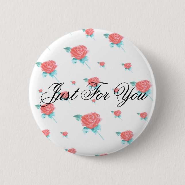 Rote Rosen Button (Vorderseite)