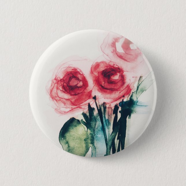 Rote Rosen Button (Vorderseite)