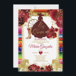 Rote Rosen Colorful Mis Quince 15 Anos Quinceañera Einladung<br><div class="desc">Quinceñeran Rote Rosen farbenfrohe Goldkrone Glitzer Einladung Mis Quince 15 Anos,  16. Geburtstag, </div>