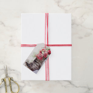 Rote Rosen Cowboy Boots Western Gastgeschenk Hochz Geschenkanhänger