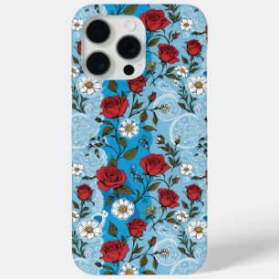 Rote Rosen Daisies und Lace Light Blue Case-Mate iPhone Hülle