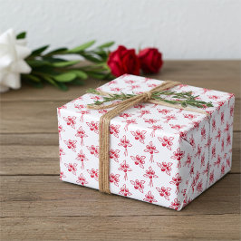 Rote Rosen Deluxe Elegantes Muster Geschenkpapier Set