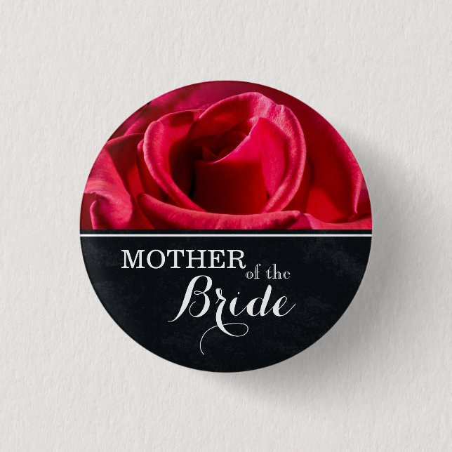 rote Rosen der Hochzeit "Mutter der Braut" Button (Vorderseite)