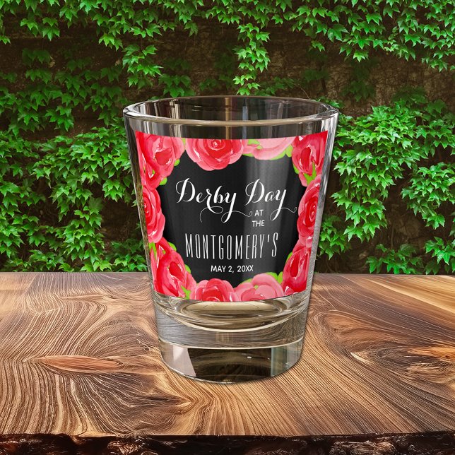 Rote Rosen Derby Day Schnapsglas (Red Roses Derby party shot glasses - great to serve at your party and/or give as party favors.)
