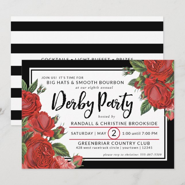 Rote Rosen | Derby Party Classic Einladung (Vorne/Hinten)