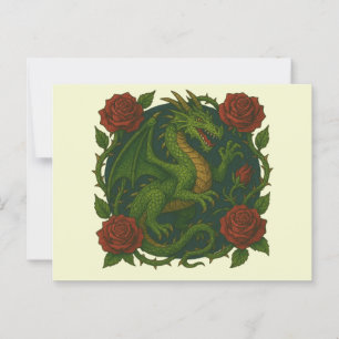 Rote Rosen des grünen Drachens Postkarte