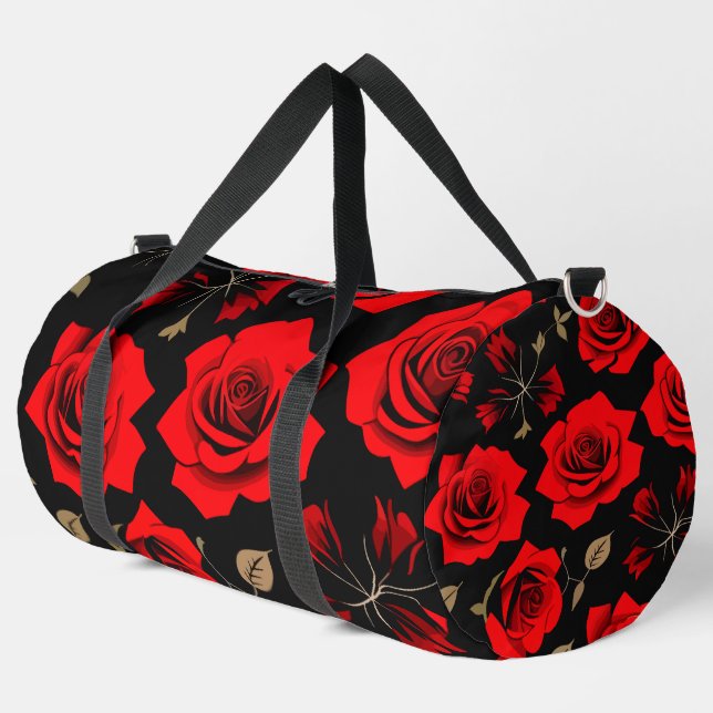 Rote Rosen Duffle Bag (Linke Ecke)