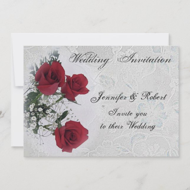 Rote Rosen Einladung zur Hochzeit (Vorderseite)