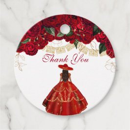 Rote Rosen Elegant Floral Charro Quinceanera Geschenkanhänger