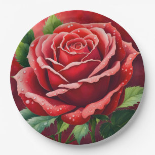 Rote Rosen Elegant Schön Pappteller